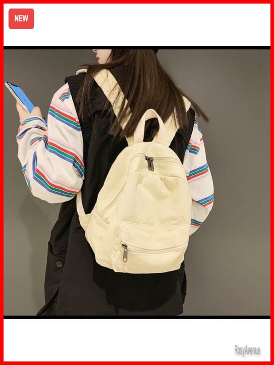 Canvas Mini Backpack Purse for Women Teen Girls Daypack with Multiple Pockets main image 4